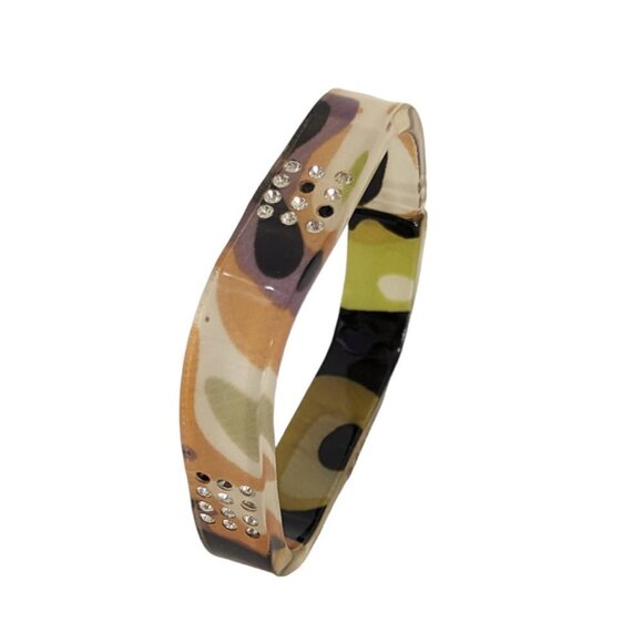 Vintage Square Bracelet Bangle Acrylic Tortoise Costume Jewelry MCM Retro - Picture 2 of 6